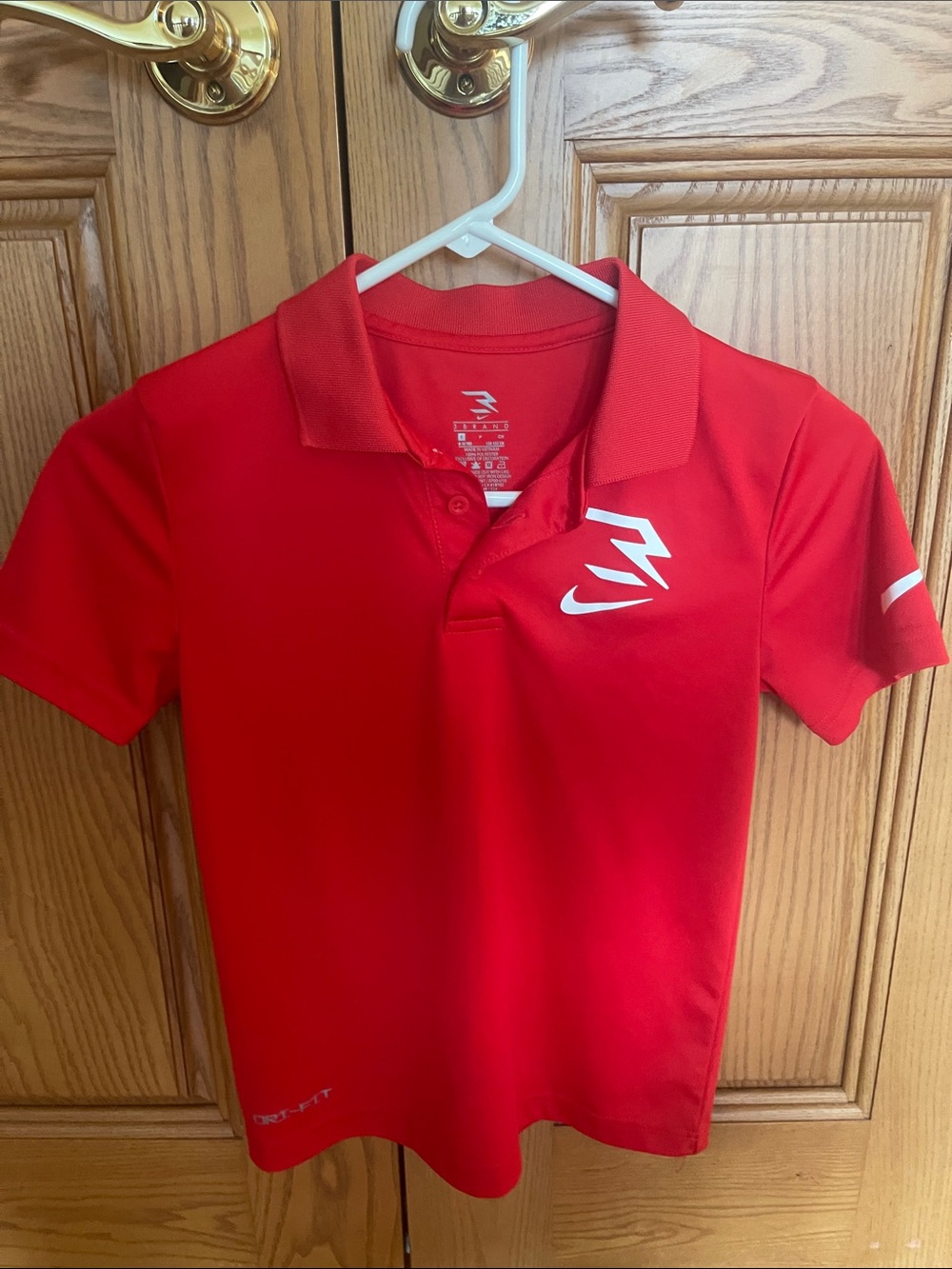 Nike Red Short-Sleeve Performance Polo with White Logo
